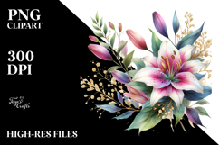 Colorful Lily with Gold Insertions PNG Product Image 2