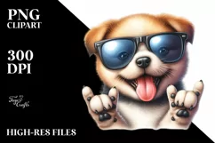 Cute Puppy with Rocker Sign Watercolor Product Image 3