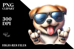 Cute Puppy with Rocker Sign Watercolor Product Image 2