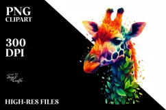 Abstract Vibrant Giraffe with Leaf Body PNG Product Image 1