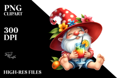 Whimsical Gnome Drinking Cocktail in Summer Clothes, Product Image 2