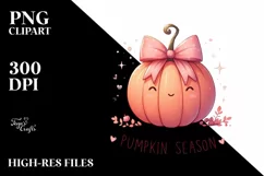 Pumpkin Season with Pink Bow PNG Product Image 3