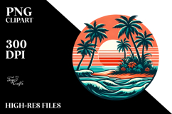 Retro Tropical Island Sunset PNG Product Image 2