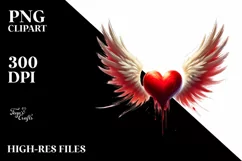 Digital Painting Heart with Wings PNG Product Image 2