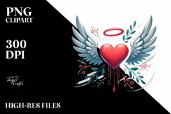 Digital Painting Heart with Wings PNG Product Image 2