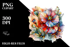 Colorful Stained Poppy PNG Product Image 2
