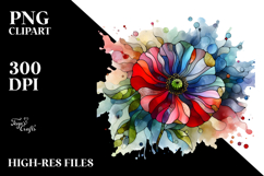 Colorful Stained Poppy PNG Product Image 2