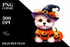 Cute Baby Dog Halloween Drawing | Sublimation Clipart Product Image 1