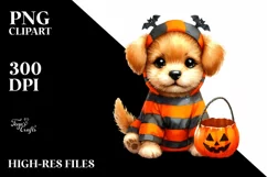 Cute Baby Dog Halloween Drawing | Sublimation Clipart Product Image 1