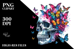 Colorful Butterfly Skull Silhouettes Painting, Abstract PNG Product Image 2