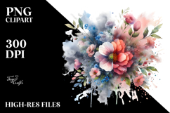Watercolor Painting with Flower and Butterfly Splashes, Product Image 2