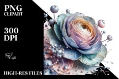 Abstract Pastel Glossy Ranunculus with Inserts | Clipart Product Image 3