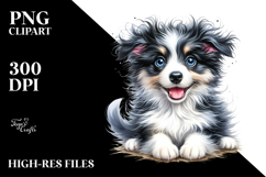 Watercolor Baby Border Collie PNG Product Image 2