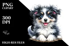 Watercolor Baby Border Collie PNG Product Image 2