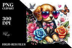 Detailed Puppy with Heart Sunglasses PNG Product Image 2