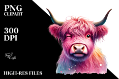 Heart-Sign Cow Watercolor Painting PNG Product Image 2
