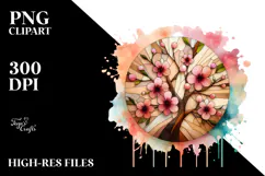 Wooden Cherry Blossom PNG Product Image 2