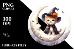 Cute Baby Kitten on Moon, High-Res PNG Product Image 2