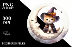 Cute Baby Kitten on Moon, High-Res PNG Product Image 3