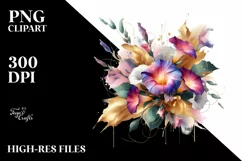 Abstract Watercolor Bouquet Gold Foil Clipart Product Image 1