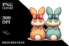 Colorful Bunnies Back View PNG Product Image 2