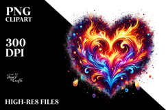 Colorful Heart with Fire PNG Product Image 2