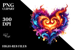 Digital Fire Heart PNG Product Image 2