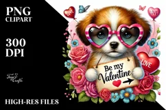 Puppy with Heart Shaped Sunglasses PNG Product Image 2
