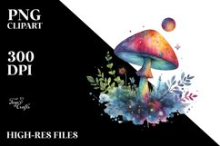 Colorful Magical Celestial Mushroom Splash Clipart Product Image 1