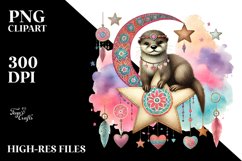 Colorful Boho Otter on Star PNG Product Image 2