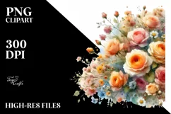 Colorful Watercolor with Small Orange Roses | Sublimation Product Image 3