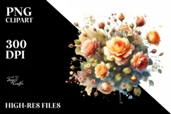 Colorful Watercolor with Small Orange Roses | Sublimation Product Image 1