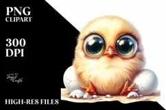 Funny Baby Chicken with Popping Eyes PNG Product Image 1
