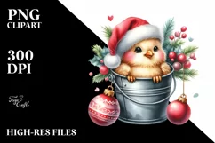 Cute Chicken with Santa Hat PNG Product Image 2
