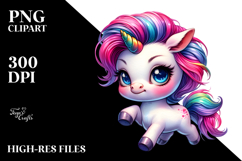 Running Baby Unicorn with Cool Haircut, Transparent PNG Product Image 2