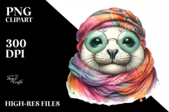 Vibrant Seal Portrait Silk Scarf | Sublimation Clipart Product Image 3
