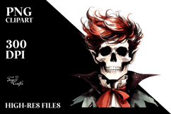 Simplistic Halloween Vampire Skull Superhero PNG Product Image 2
