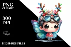 Vibrant Baby Butterfly with Christmas Hat, High-Res PNG Product Image 3
