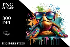 Quirky and Colorful Artistic Style Turtle | Clipart Product Image 3
