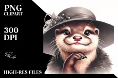Funny Otter Portrait Vintage Look | Sublimation Clipart Product Image 1