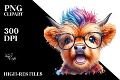 Excited Highland Cow PNG Product Image 1