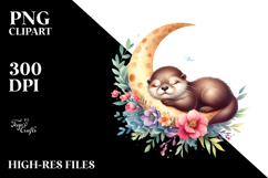 Cute Baby Otter Sleeping PNG Product Image 2