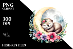 Cute Otter Sleeping on the Moon PNG Product Image 2