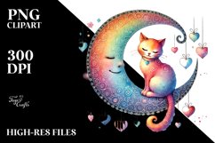 Valentines Cat on Half Moon PNG Product Image 2