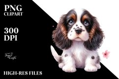 Watercolor Cute Baby Springer Spaniel Clipart Product Image 1
