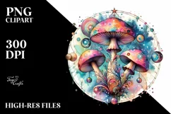 Vibrant Celestial Mushroom for Tarot, PNG Product Image 6