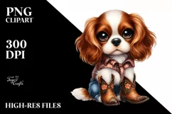 Watercolor Baby Cavalier King Charles Spaniel Clipart Product Image 3
