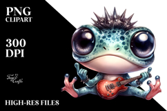 Baby Frog with Rocker Look, Watercolor PNG Product Image 2