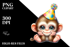 Energetic Baby Monkey with Party Hat Product Image 2
