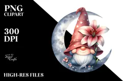 Watercolor GNOME with Lily PNG Product Image 2